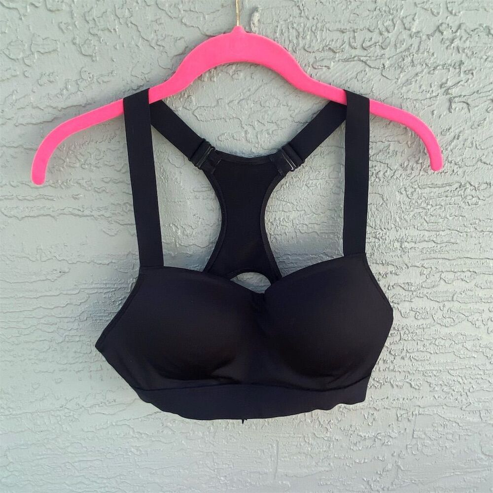 Victoria's Secret PINK Black Push-Up Sports Bra M High Support